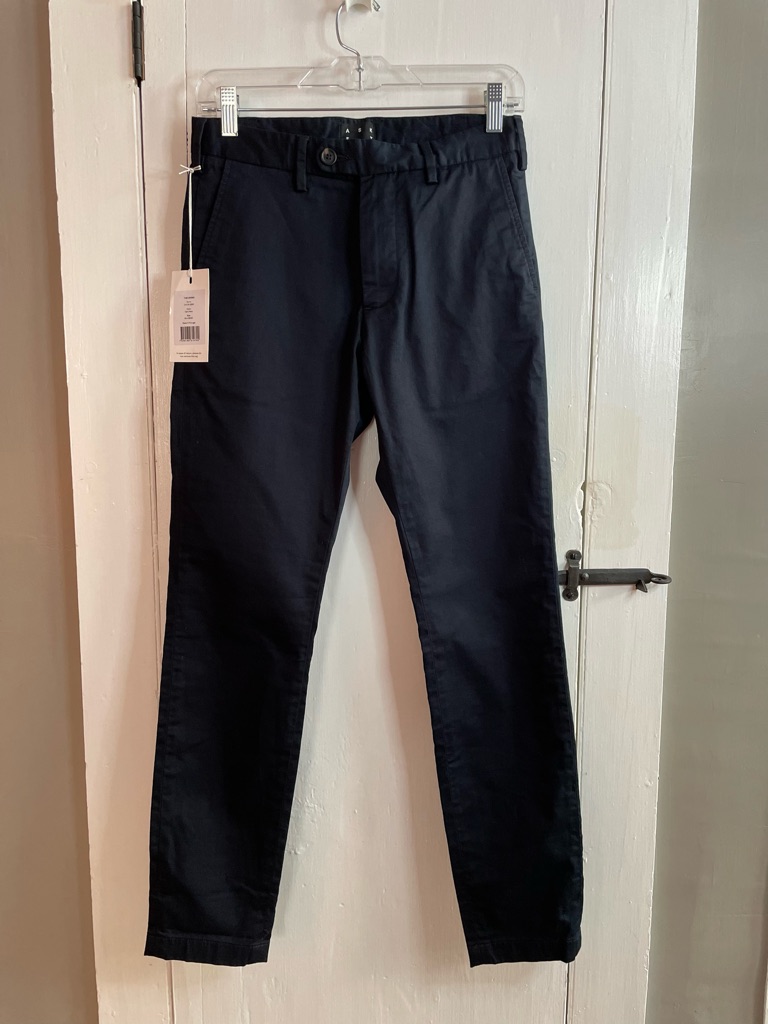 Asket Cotton Blend Dark Navy Classic Chino New With Tags Slim 28 Italian Fabric — image 4 of 8